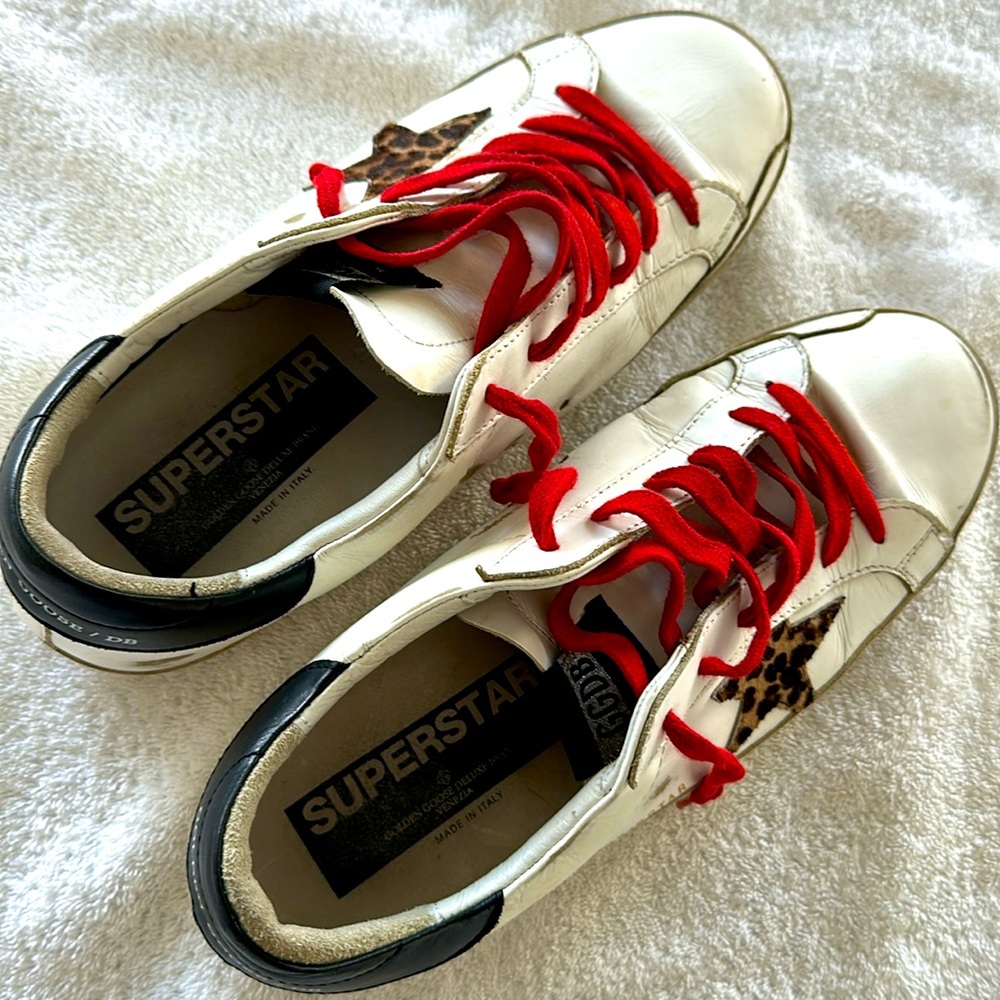 Golden Goose Super-Star Leather with Pony Skin Star, Red Laces Women’s Size 41 - Picture 4 of 8